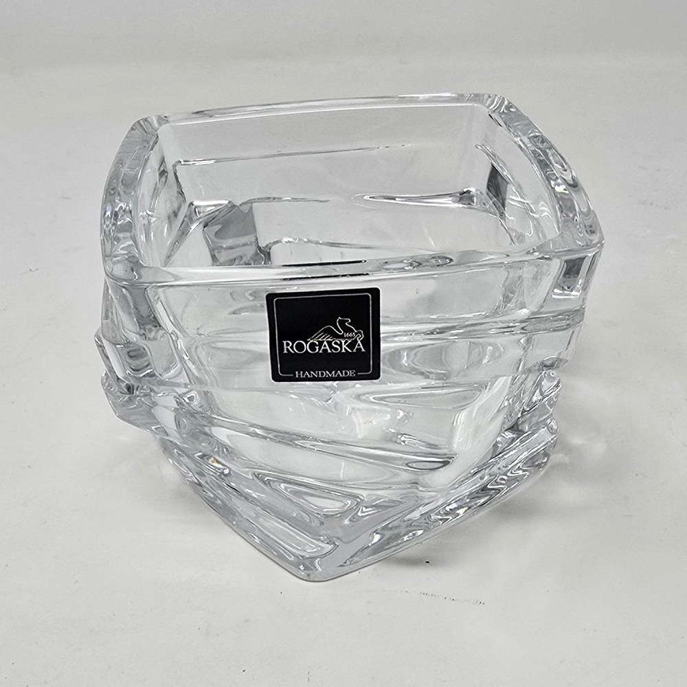Vtg Rogaska Crystal small bowl candlestick holder home decor handmade Slovenia